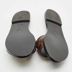 Louis Vuitton Brown Canvas Lock It Flat Slides Size 41
