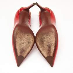 Louis Vuitton Red Patent Leather Eyeline Pointed Toe Pumps Size 37.5