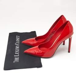 Louis Vuitton Red Patent Leather Eyeline Pointed Toe Pumps Size 37.5