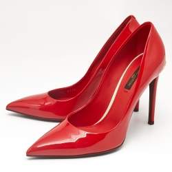 Louis Vuitton Red Patent Leather Eyeline Pointed Toe Pumps Size 37.5