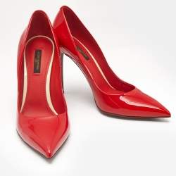 Louis Vuitton Red Patent Leather Eyeline Pointed Toe Pumps Size 37.5