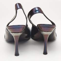 Louis Vuitton Iridescent Patent Leather Peep Toe Pumps Size 38.5 