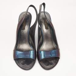 Louis Vuitton Iridescent Patent Leather Peep Toe Pumps Size 38.5 