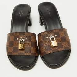 Louis Vuitton Damier Ebene Canvas Lock It Slide Sandals Size 40