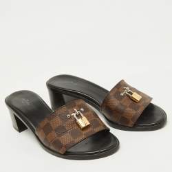 Louis Vuitton Damier Ebene Canvas Lock It Slide Sandals Size 40