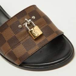Louis Vuitton Damier Ebene Canvas Lock It Slide Sandals Size 40