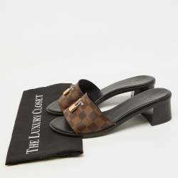 Louis Vuitton Damier Ebene Canvas Lock It Slide Sandals Size 40
