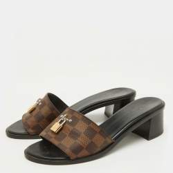 Louis Vuitton Damier Ebene Canvas Lock It Slide Sandals Size 40