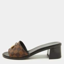 Louis Vuitton Damier Ebene Canvas Lock It Slide Sandals Size 40