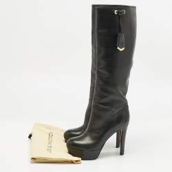 Louis Vuitton Black Leather Platform Knee Length Boots Size 38