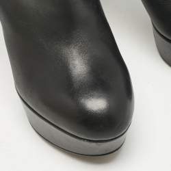 Louis Vuitton Black Leather Platform Knee Length Boots Size 38