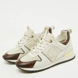 Louis Vuitton White Mesh, Leather and Monogram Canvas Run Away Sneakers Size 39