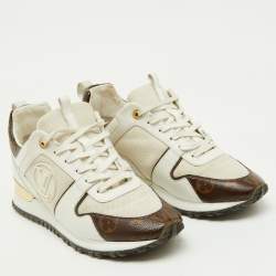 Louis Vuitton White Mesh, Leather and Monogram Canvas Run Away Sneakers Size 39