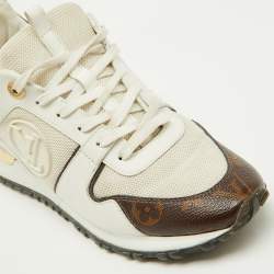 Louis Vuitton White Mesh, Leather and Monogram Canvas Run Away Sneakers Size 39