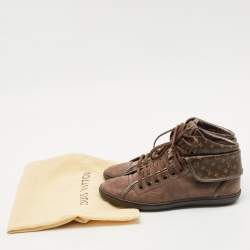 Louis Vuitton Brown Monogram Canvas and Suede Brea Mid Top Sneakers Size 37