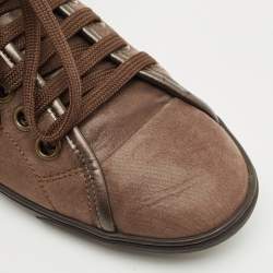 Louis Vuitton Brown Monogram Canvas and Suede Brea Mid Top Sneakers Size 37
