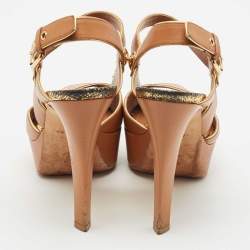 Louis Vuitton Brown Leather Platform Ankle Strap Sandals Size 38