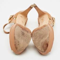 Louis Vuitton Brown Leather Platform Ankle Strap Sandals Size 38