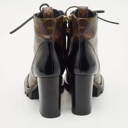 Louis Vuitton Brown/Black Monogram Canvas and Leather Star Trail Ankle Length Boots Size 39