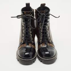 Louis Vuitton Brown/Black Monogram Canvas and Leather Star Trail Ankle Length Boots Size 39