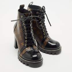 Louis Vuitton Brown/Black Monogram Canvas and Leather Star Trail Ankle Length Boots Size 39