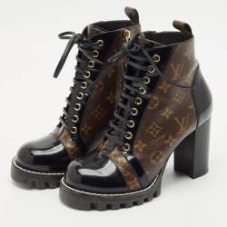 Louis Vuitton Brown/Black Monogram Canvas and Leather Star Trail Ankle Length Boots Size 39