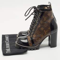 Louis Vuitton Brown/Black Monogram Canvas and Leather Star Trail Ankle Length Boots Size 39