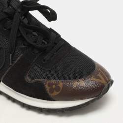 Louis Vuitton Black/Brown Monogram Canvas, Suede and Mesh Run Away Low Top Sneakers Size 37