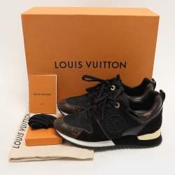 Louis Vuitton Black/Brown Monogram Canvas, Suede and Mesh Run Away Low Top Sneakers Size 37