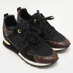 Louis Vuitton Black/Brown Monogram Canvas, Suede and Mesh Run Away Low Top Sneakers Size 37