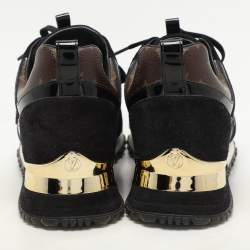 Louis Vuitton Black/Brown Monogram Canvas, Suede and Mesh Run Away Low Top Sneakers Size 37