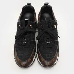 Louis Vuitton Black/Brown Monogram Canvas, Suede and Mesh Run Away Low Top Sneakers Size 37