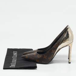 Louis Vuitton Gold Monogram Canvas and Leather Chérie Pumps Size 38.5