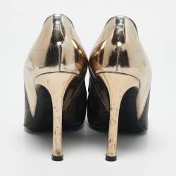 Louis Vuitton Gold Monogram Canvas and Leather Chérie Pumps Size 38.5