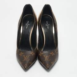Louis Vuitton Gold Monogram Canvas and Leather Chérie Pumps Size 38.5