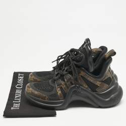 Louis Vuitton Black Mesh and Monogram Canvas Archlight Sneakers Size 38.5