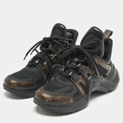 Louis Vuitton Black Mesh and Monogram Canvas Archlight Sneakers Size 38.5