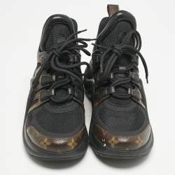 Louis Vuitton Black Mesh and Monogram Canvas Archlight Sneakers Size 38.5