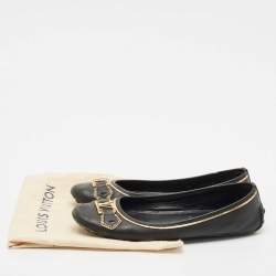 Louis Vuitton Black Leather Oxford Ballet Flats Size 40