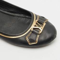 Louis Vuitton Black Leather Oxford Ballet Flats Size 40