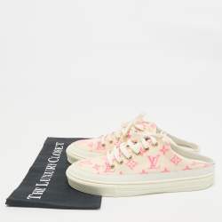 Louis Vuitton White/Pink Mesh and Leather Stellar Sneaker Mules Size 39.5