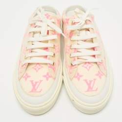 Louis Vuitton White/Pink Mesh and Leather Stellar Sneaker Mules Size 39.5