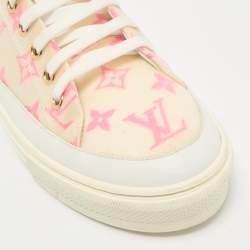 Louis Vuitton White/Pink Mesh and Leather Stellar Sneaker Mules Size 39.5