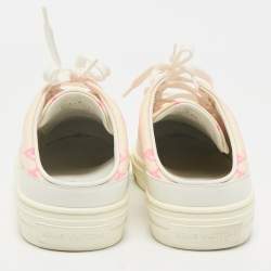 Louis Vuitton White/Pink Mesh and Leather Stellar Sneaker Mules Size 39.5