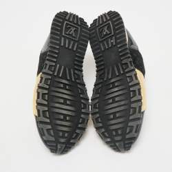 Louis Vuitton Gold/Black Monogram Suede and Leather Run Away Sneakers Size 39