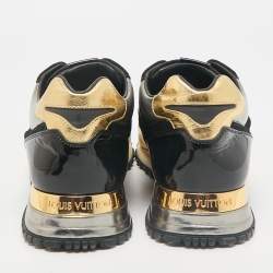 Louis Vuitton Gold/Black Monogram Suede and Leather Run Away Sneakers Size 39