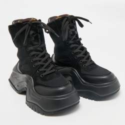 Louis Vuitton Black Mesh and Suede Archlight Ankle Length Boots Size 38
