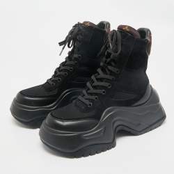 Louis Vuitton Black Mesh and Suede Archlight Ankle Length Boots Size 38