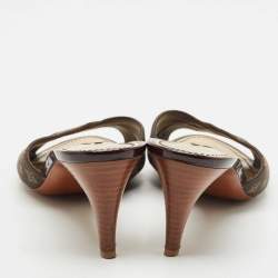 Louis Vuitton Brown Canvas Monogram Denim Slide Sandals Size 39.5