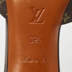 Louis Vuitton Brown Canvas Monogram Denim Slide Sandals Size 39.5